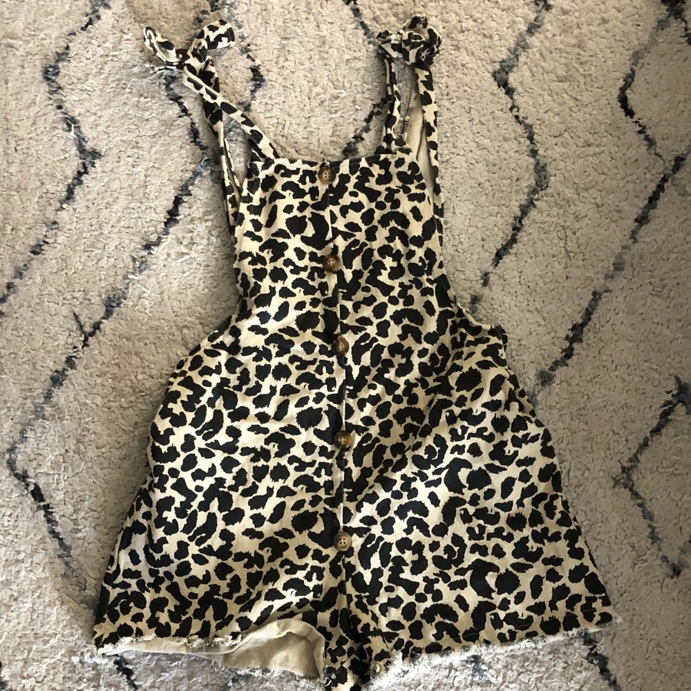 Cheetah tie up overalls